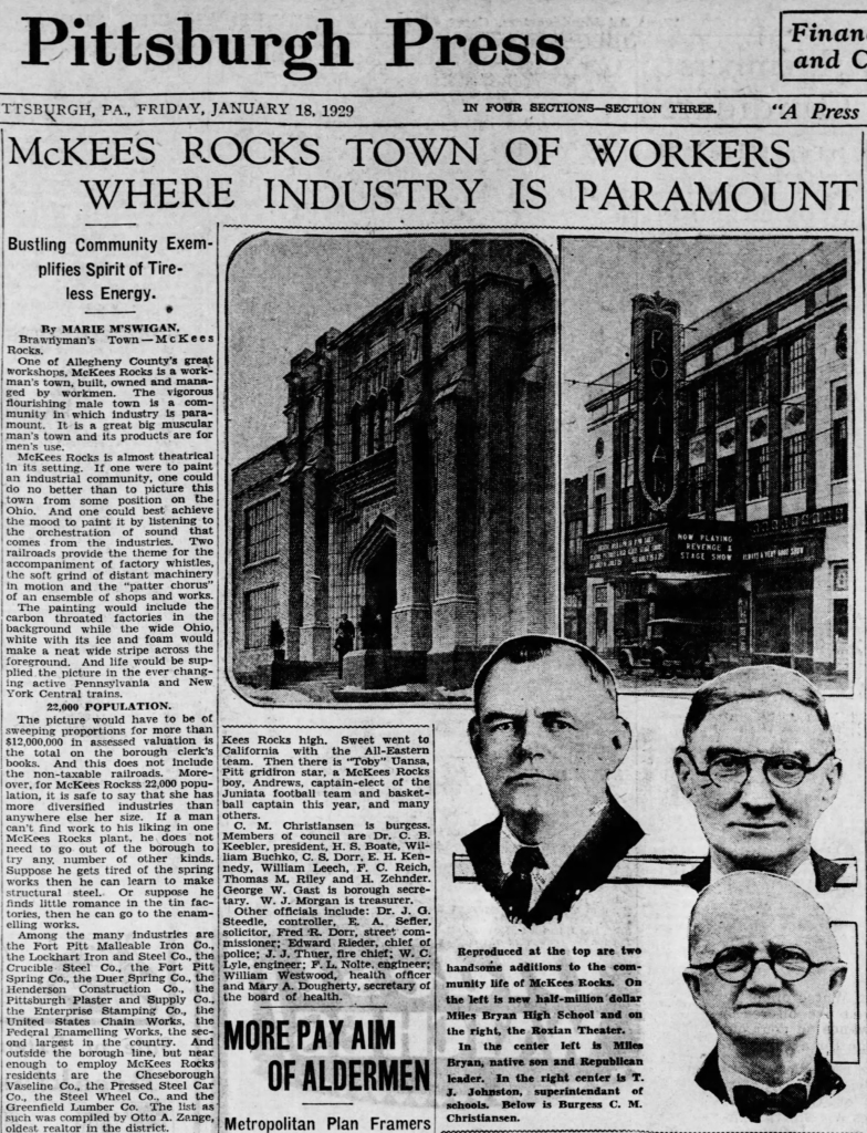 1929 newspaper clipping featuring The Roxian.